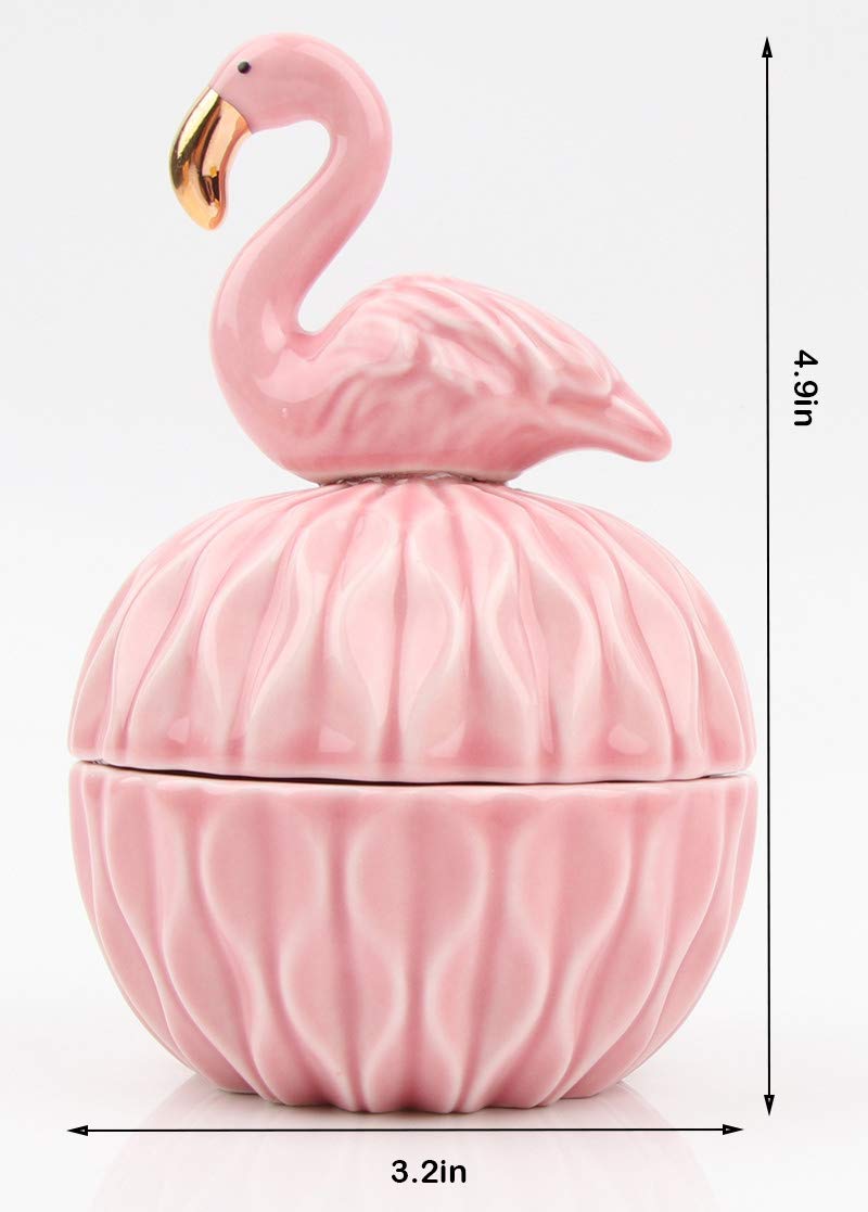 SEVENBEES Small Ceramic Flamingo Figurine Trinket Box for Jewelry,Ring,Earrings,Trinkets Tower,wedding candy - Image 5
